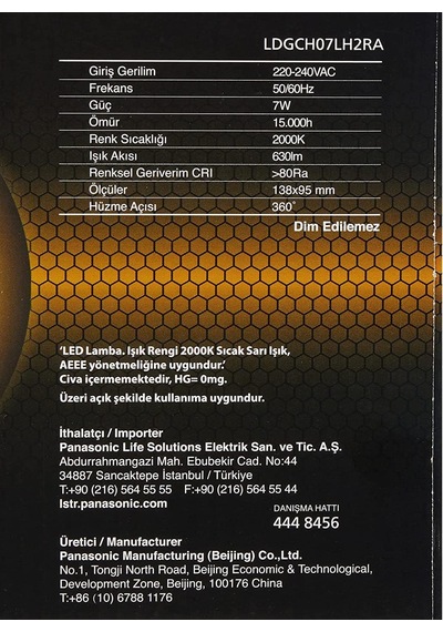 E27 Fil G95 Lamba, Sarı Işık 7w 630lm 2000k Gold 4w 78mm & Yok