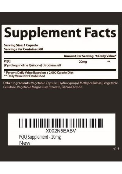 Research Labs Ultra High Purity 20mg Pqq Pyrroloquinoline Atp Energy Heart Cognitive Support Nootrop