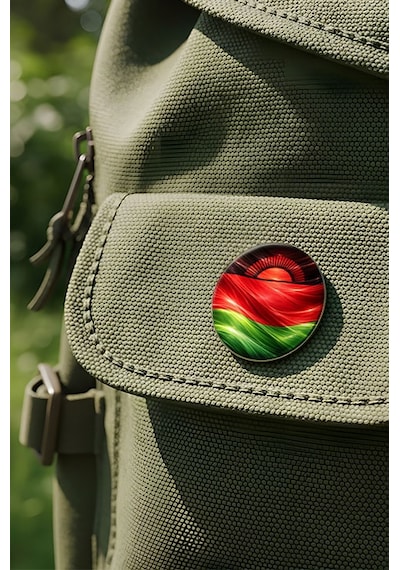 Malavi Malawi Abstract Ülke Bayraklı Buton Rozet - 44 MM 5 Adet Çok Renkli