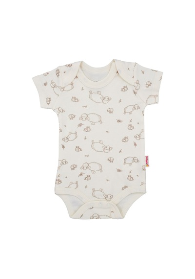 Tiffany Baby & Kids Tiffany Baby Lamb Organik Theme Yarım Kol Bebek Body 20008 Ekru