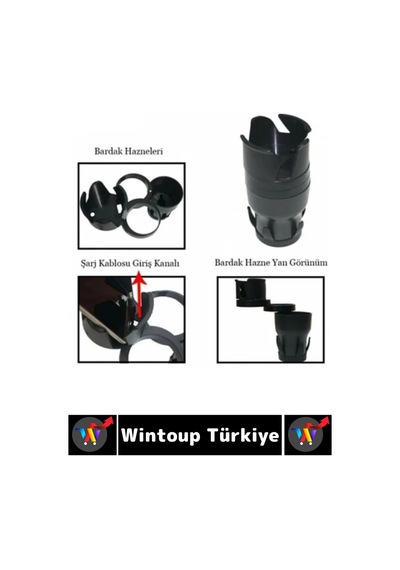Oto Bardaklık Kullanım Kablo Geçişli Küçük Eşya Bardak Ayarlanabilir Araç İçi Çoklu Bardak Tutacağı