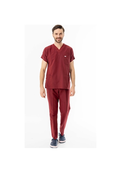 Terikoton Yarasa Kol Doktor Hemşire Forması Alt Üst Takım Bordo Tyrs0003 Bordo