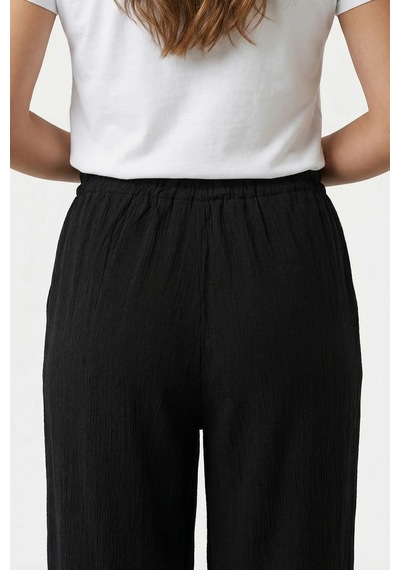 Only Onlnele Wide Leg Geniş Paça Belden Bağlamalı Pantolon Bayan Pantolon 15370054 Siyah