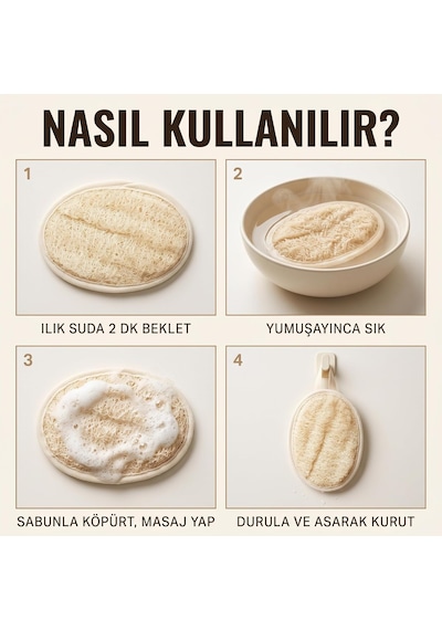 Yüz Vücud Kabak Lifi Doğal Lifler Peeling Temizleyici Arındırıcı. 3 Adet