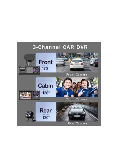 Wifi Li 3 Kameralı Araç İçi Kamera Kayıt Cihazı 3 Lens Cardvr Dash Cam Ön İç Ve Geri Görüş Kamerası