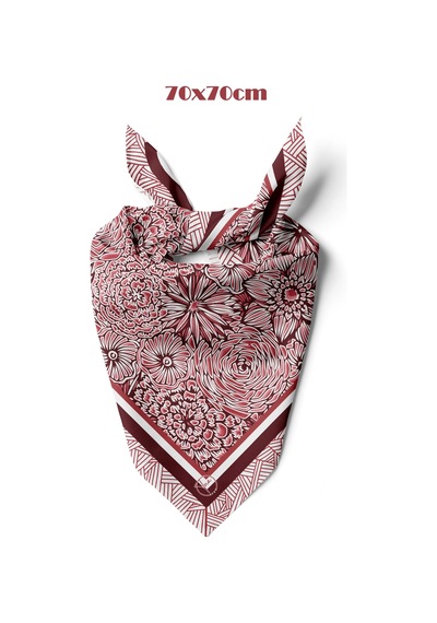 Bordo Bloom Desen 70 70cm Bandana/fular Bordo
