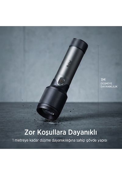 Bix Bx2139fl 60w Led, Max. 2000 Lümen Parlaklık Şarj Edilebilir Kompakt El Feneri Metalik