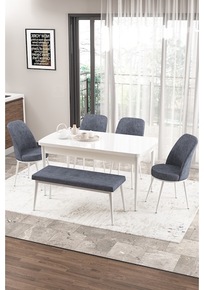 Canisa Concept Zen Serisi 80x132 Mdf Açılabilir Beyaz Masa Takımı 4 Füme Sandalye Ve 1 Bench Masa Beyaz Sandalye Füme Ve Bench Zebra Desen Canisa Concept Zen Serisi 80x132 Mdf Açılabilir Beyaz Masa Takımı 4 Füme Sandalye Ve 1 Bench Masa Beyaz Sandalye Füme Ve Bench Zebra Desen