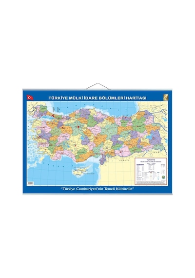Lrs Store Büyük Türkiye Haritası 70x100 Cm Çift Taraflı Çıtalı Askılı Hem Siyasi Hem Fiziki, Çok Renkli 1