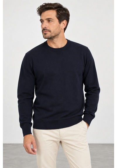 Sabri Özel Erkek Bisiklet Yaka Triko Kazak Regular Fit / Rahat Kesim Sw2200078-lacivert Sabri Özel Erkek Bisiklet Yaka Triko Kazak Regular Fit / Rahat Kesim Sw2200078-lacivert