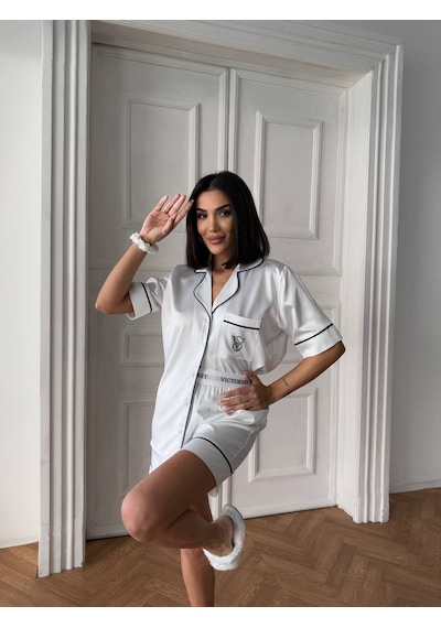 Victoria's Secret Victoria"s Secret İpek Saten Yazlık Pijama Takımı Beyaz