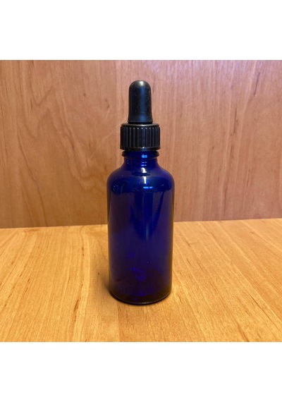 50ml Mavi Cam Damlalıklı Şişe , Siyah Plastik Kapak , 50 Cc Mavi