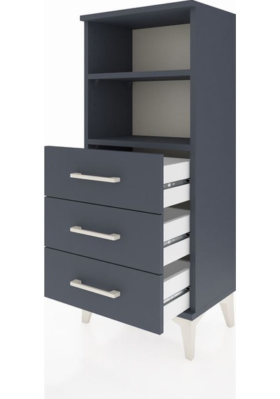 Arges Komodin 2 Raflı 3 Çekmeceli 44x30x106 Antrasit-antrasit Antrasit