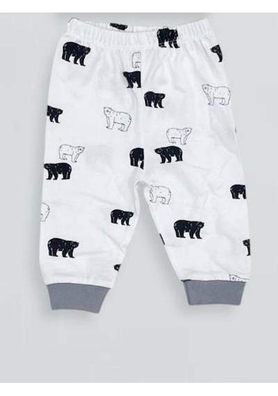 Breeze Erkek Bebek Desenli Pamuklu Pijama Takım-15341 Gri
