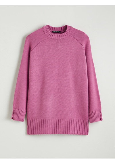 Lcw Modest Pembe Bisiklet Yaka Oversize Kadın Triko Tunik