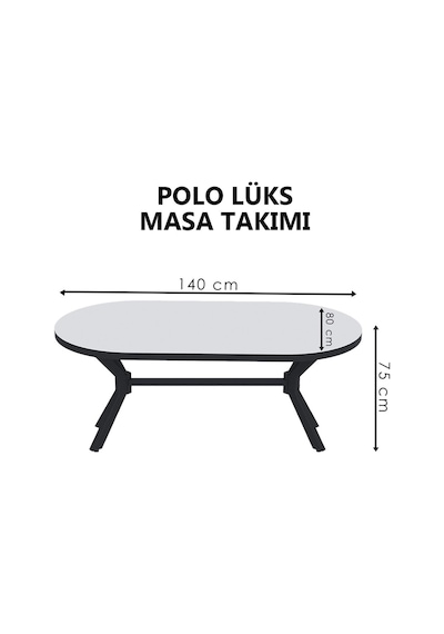 Polo Bohem Mutfak Masası Takımı Oval Masa 4-6 Kişilik Kapitoneli Krem
