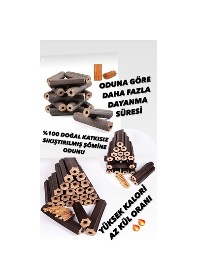 Briket Şömine Odunu 80 Kg Çıra Hediyeli