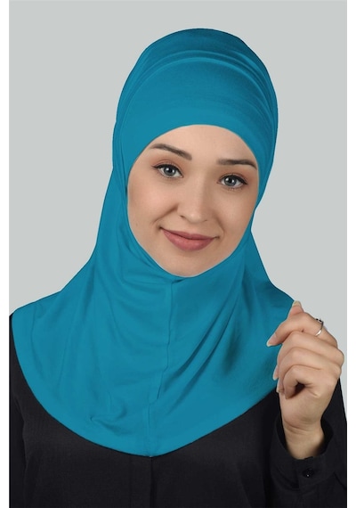 Altobeh İkili Set Pratik Eşarp Hazır Türban Ve Hijab Tesettür Bonesi Koyu Turkuaz