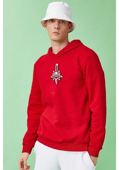 Uyguntarz Unisex Skullcracked Baskılı Sweatshirt Kırmızı