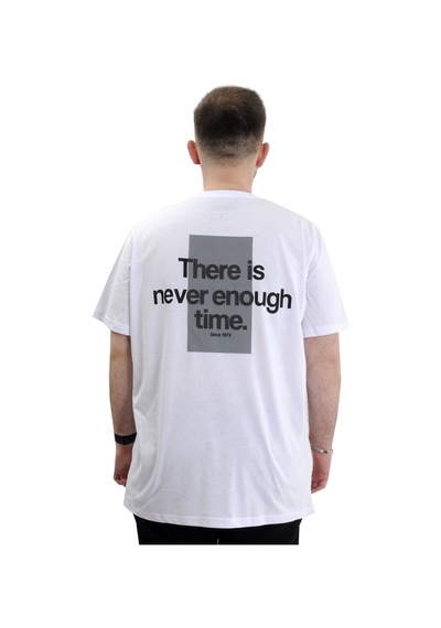 Mode Xl Büyük Beden Baskılı Erkek T-shirt Bisiklet Yaka Tıme U24036 Beyaz Beyaz