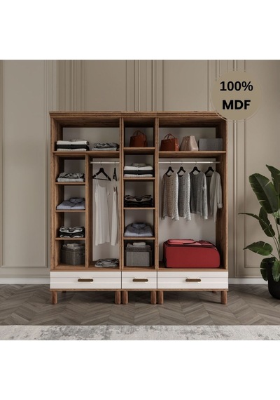 Zen 5 Kapak Ayaklı Tasarım Country Mdf Gardırop Aytaşı