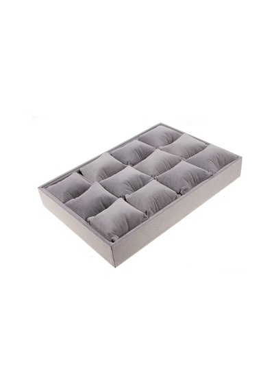 Yerli Üretim Tokyo Model Süet Kumaş Gri 34/24 Cm Yastıklı Çekmece Içi Yastıklı Saat Ve Takı Kutusu Çok Renkli