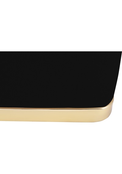 Zengo Gold Twin Line Kare Puf -siyah Kumaş, Dekoratif Makyaj Masası Pufu-modern Style