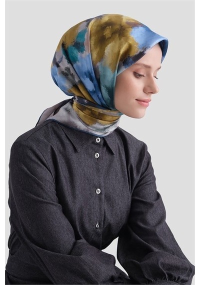 Armine Saf İpek Sura Eşarp 9613d 30 Koyu Mavi