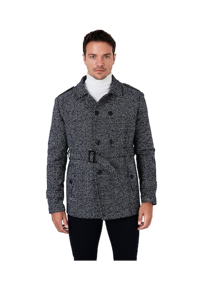 Buratti Slim Fit Cepli Pamuklu Kaşe Erkek Kaban 5841015 Lacivert Noktalı