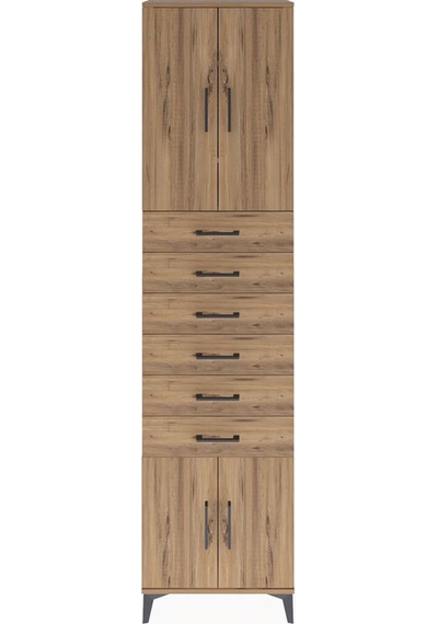 Arges Dolap 3 Raflı 6 Çekmeceli 4 Kapaklı 60x30x243 Çam-çam Çam