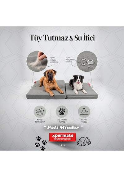 Xpermate Büyük Irk Köpek Yatağı Fermuarlı Yıkanabilir Su İtici Evcil Hayvan Yatağı Pati Minder 80 x 120 CM