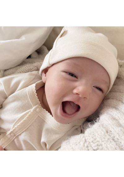 Naturaborn Gots Organik Sertifikalı Patikli Kroşetalı Bebek Uyku Bej