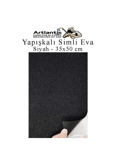 Yapışkanlı Simli Eva 35x50 Cm 1 Adet Simli Yapışkanlı Eva Süngeri Okul Kreş Anasınıfı Elişi Etkinlikleri Hobi Siyah