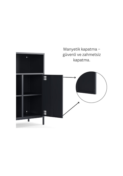 Pera Metal Dolap 2 Kapılı, Açık Raflı 80,50 X 40 X 109,50 Cm - 9 Renk Seçeneği Bulunmaktadır Ral 7016 Antrasit