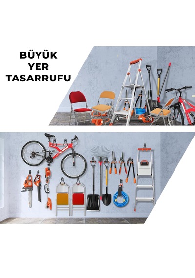 Microcase Çok Amaçlı Kaymaz Pvc Kaplamalı Metal Askılık Ağır Yük Askısı Depo Garaj Bahçe Siyah 1 Adet - Al5875