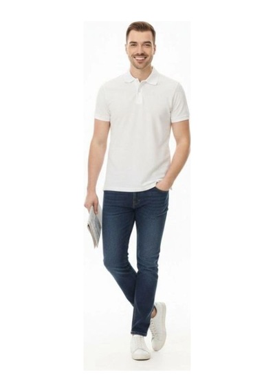 Erkek Polo Yaka Düğmeli Pike Kumaş Tişört Regular Fit Kısa Kol T-shirt - Beyaz