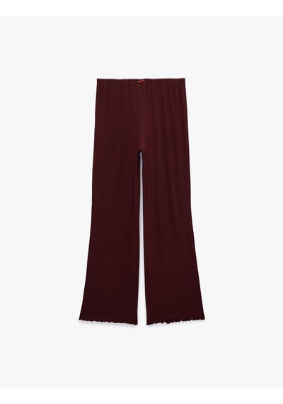 Koton Beli Lastikli Viskon Karışımlı Rahat Kesim Pijama Altı Bordo 6slk40084mk