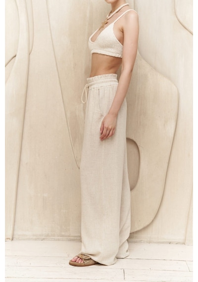 Mai Collection Mai Studios Co. Rowena İp Detay Bej Pantolon Bej