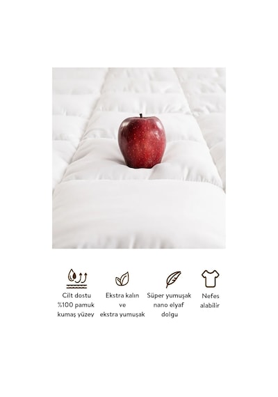 Topper 4.1 - Super Soft Yatak Pedi - %100 Pamuk Kılıflı - Süper Yumuşak Nano Elyaf Dolgu Beyaz