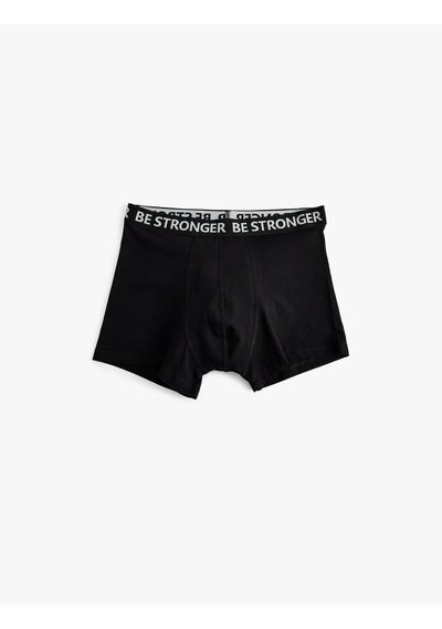 Koton 3'lü Boxer Seti Slogan Baskılı Pamuklu Siyah 5slm90015mk Siyah