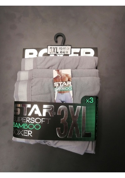 Star 3lü Erkek Süpersoft Bambu Boxer Gri
