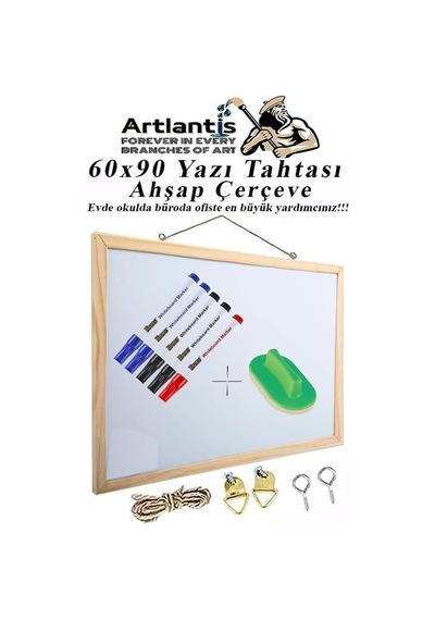 Duvara Monte Beyaz Yazı Tahtası 60x90 Cm 1 Adet Yazı Tahta Kalemi Ve Silgisi Laminant Yazı Tahtası Genel