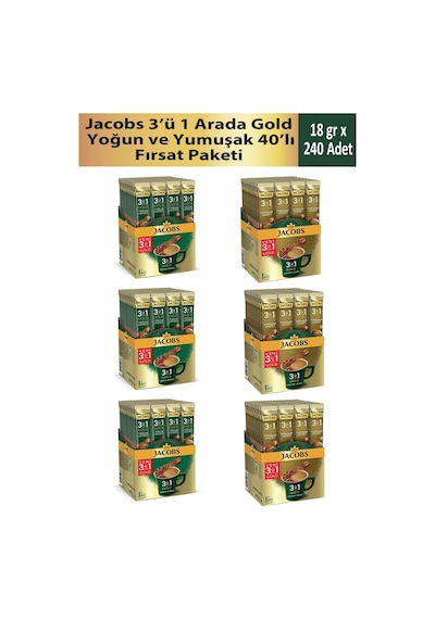 Jacobs 3 ü 1 Arada Gold Yoğun ve Yumuşak Kahve Seti 6'lı Set