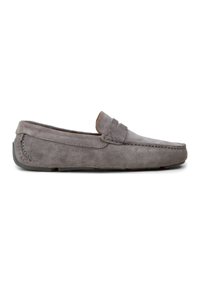 Deery Erkek Hakiki Süet Gri Penny Loafer - E0920mgrıc01