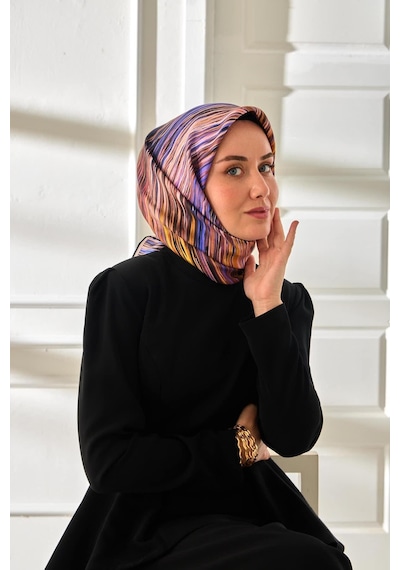 Silk Home Twill İpek Eşarp 11484-23 Siyah, Saks, Sarı, Pudra, Sarı, Yavruağzı