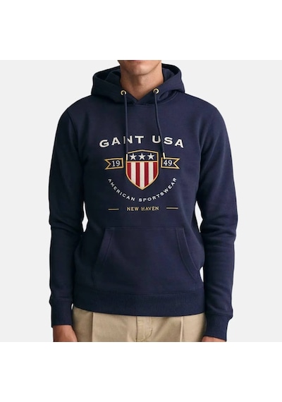 Gant Erkek Kapşonlu Sweatshirt Yandan Cepli Lacivert
