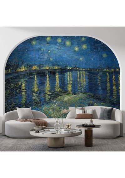 Ren Nehri Nde Yıldızlı Bir Gece Vincent Van Gogh Poster Duvar Kağıdı Renkli