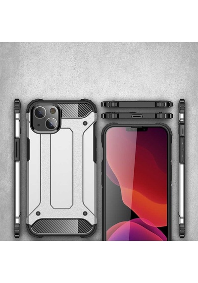 Noktaks - Apple Uyumlu iPhone 13 - Kılıf Çift Katman Zırh Tank Crash Military Kapak - Gri