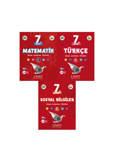 Limit 2027 7. Sınıf Matematik + Türkçe + Sosyal Bilgiler Konu Anlatım Föyleri Seti 3 Kitap Maarif Model