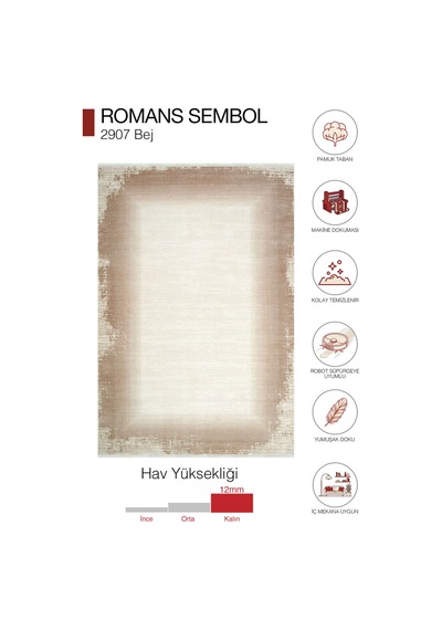 Sembol 2907 Bej Kahverengi Modern Renk Geçişli Halı